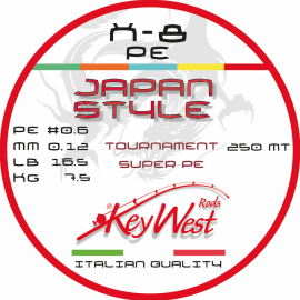 Key West Japan Style Tournament Super PE #0.6 0.12mm 250mt X-8 Multicolor 25mt